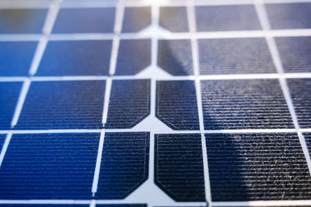 the background of the solar panel. The concept of alternative energyの写真素材