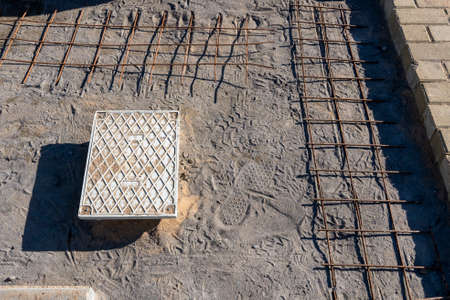 Construction mortgage. construction of pedestrian paths on city squareの写真素材