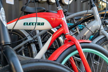 SAINT PETERSBURG, RUSSIA - JUNE 30, 2022: Electra bicycles for saleのeditorial素材