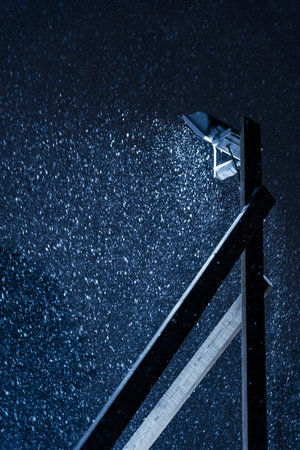 Blizzard, flying snow .Snowfall. Christmas, New Year. Winter