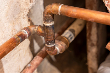 soldering of copper water pipesの写真素材