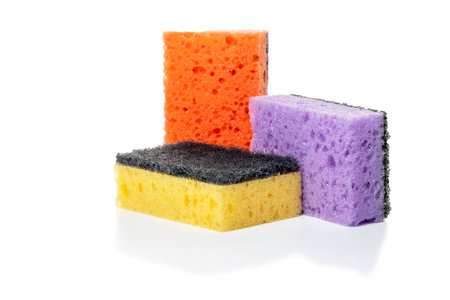 dish washing sponges isolated on a white background. Colored spongesの写真素材