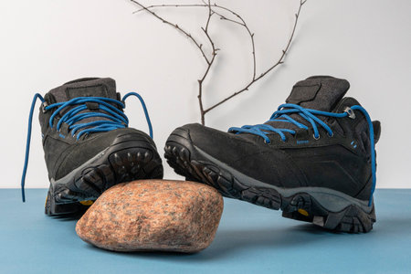 mens sports hiking boots. Leather shoes for active people.