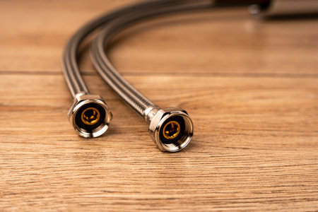 reinforced hoses for water supply to the mixerの写真素材