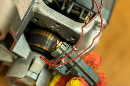 process of repairing the electric motor of a washing machineの写真素材