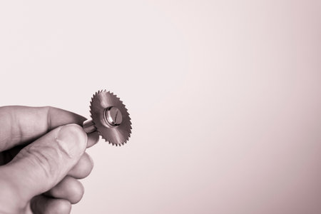 Circular saw blade. a small serrated sharp Circular saw bladeの写真素材