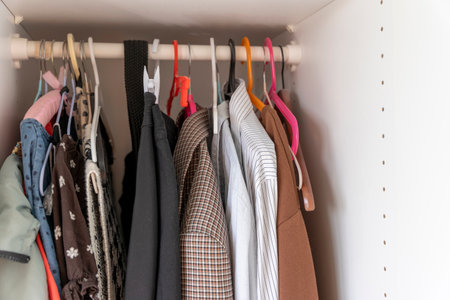 things hang in the closet on a hanger.の写真素材