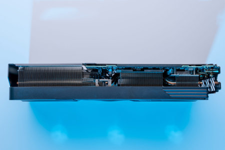 modern powerful gaming graphics card for a computer with three fans