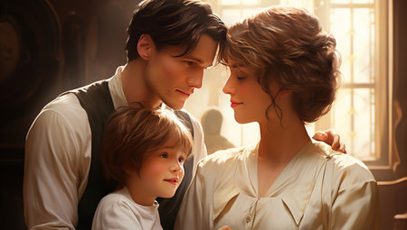 Happy and Supportive Father, Caring Mother, and Adorable Child - The Strength of a Loving Familyの素材