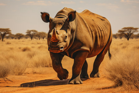 Endangered black rhinoceros. preserving species and their habitat for a sustainable planetの素材
