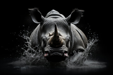 Endangered black rhinoceros in remote habitats highlights species conservation effortsの素材