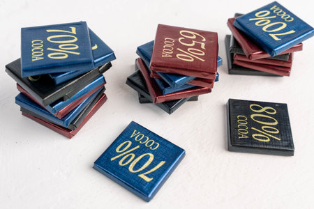 small gift chocolate bars with different percentages of chocolate