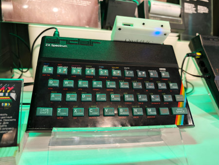 Russia, St. Petersburg, March 14, 2026 -Sinclair ZX Spectrum resting on display in a tech museum...
