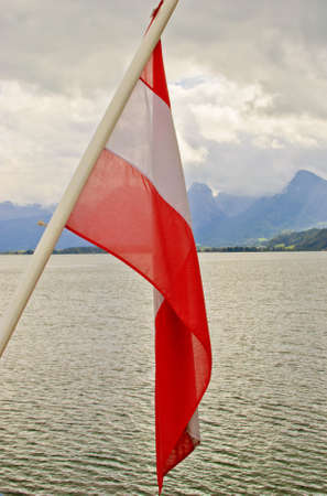 View From Boat With Austrian Flagの写真素材