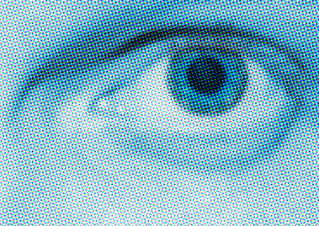 Blue Halftone Eyeの写真素材