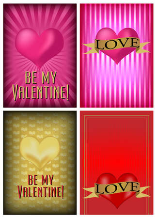 Set of Four St. Valentine's Day Card Backgroundsのイラスト素材