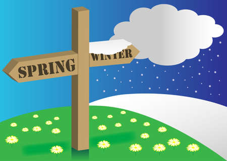 Spring / Winter Signpostのイラスト素材