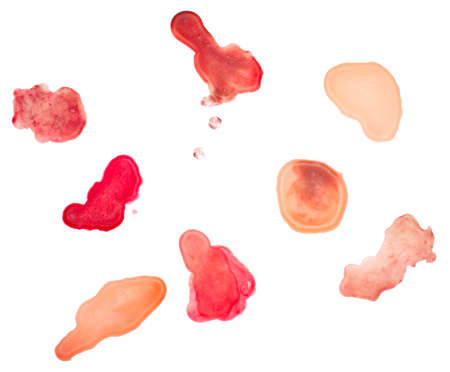 Stains of Red Wax Isolated on Whiteの写真素材