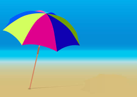 Summer Background - Beach Umbrella on Empty Sandy Beachのイラスト素材