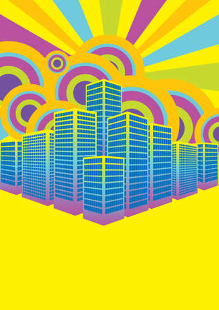 Party in The City - Silhouette of Cityscape on Retro Wallpaperのイラスト素材