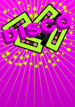 Retro Party Background - Audio Casette Tape and Disco Signのイラスト素材