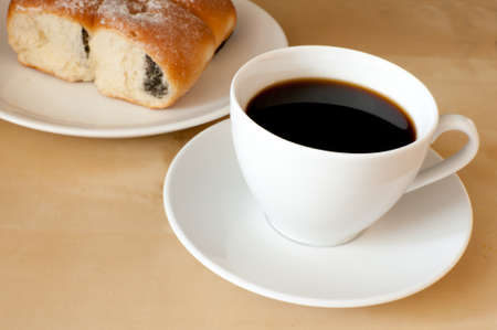 Espresso Coffee and Homemade Stuffed Cakes on the Tableの写真素材