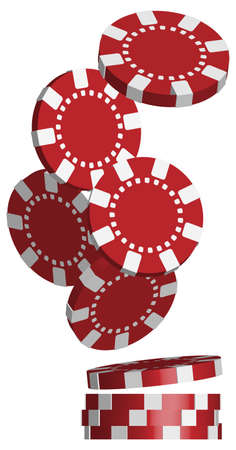 Illustration of Falling Red Poker Chips Isolated on White Illustration of Falling Red Poker Chips Isolated on White