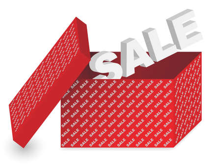 3D Sale Sign in the Open Red Boxのイラスト素材
