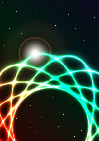 Abstract Background - Multicolor Glowing Circles on Dark Backgroundのイラスト素材