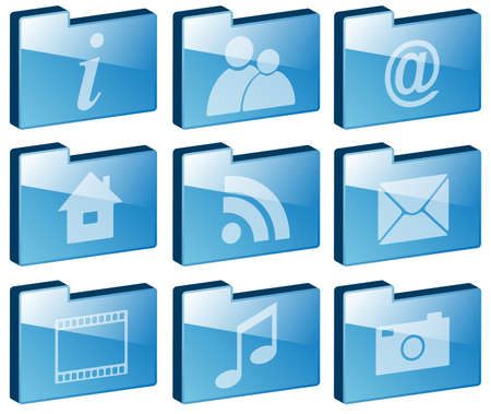 Set of Blue Folder Icons Isolated on whiteのイラスト素材