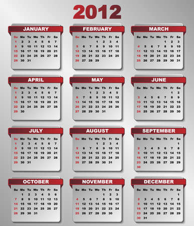 Calendar in Dark Red and Grey Colorsのイラスト素材