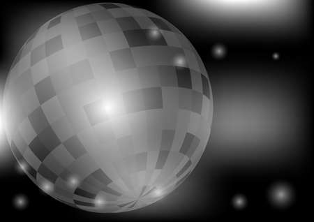 Glowing Retro Disco Ball in Night Club on Dark Backgroundのイラスト素材
