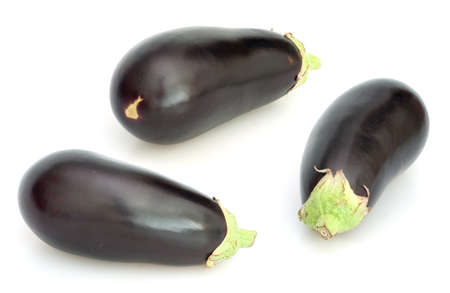 Eggplants - Aubergines On White Backgroundの写真素材