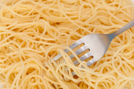 Background - Detail of Boiled Spaghetti With Forkの写真素材