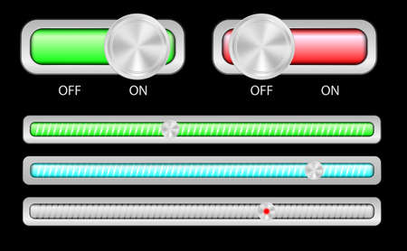 Web Elements - On and Off Switches and Slider in Different Colorsのイラスト素材