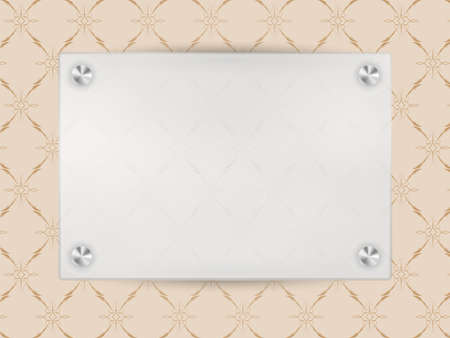 Transparent Blank Frame on Beige Vintage Wallpaperのイラスト素材