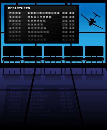Illustration of Airport - Seats, Airplane and Departures Timetableのイラスト素材