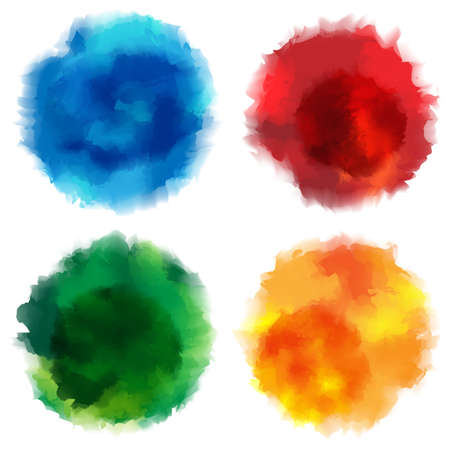 Collection of Watercolor Stains on White Backgroundのイラスト素材