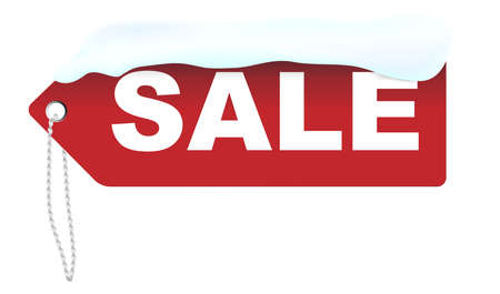 Winter Sale - Red Sale Sign Covered With Snow Isolated on Whiteのイラスト素材