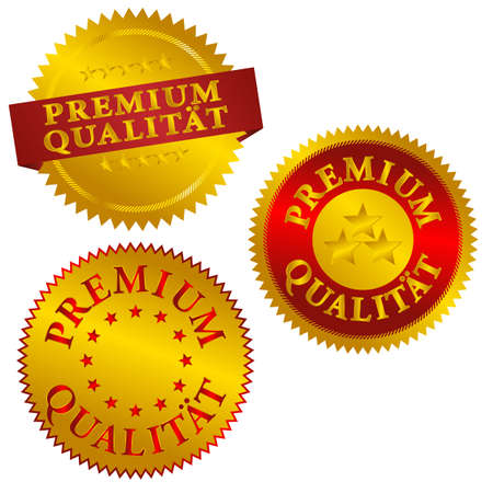 Set of Golden Premium Quality Seals in Germanのイラスト素材