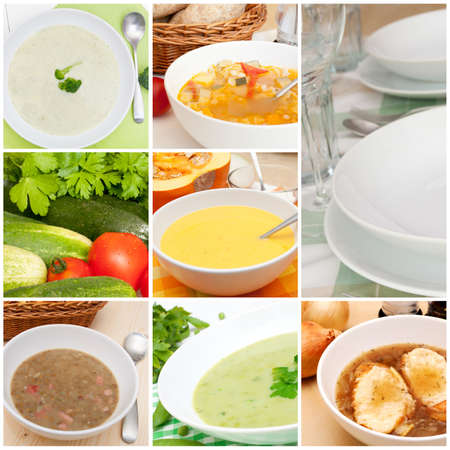Collage of Various Soupsの写真素材