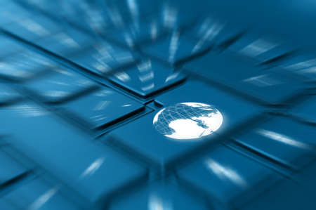 Internet Concept - Detail of Key With Globe Symbol on Keyboardの写真素材