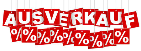 Hanging German Sale Sign - Ausverkauf  Isolated on White Backgroundのイラスト素材