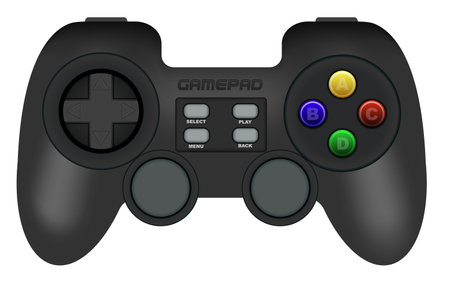 Illustration of Black Gamepad Isolated on White