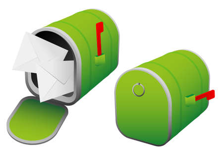 Illustration of Green Mailbox - Open and Closedのイラスト素材
