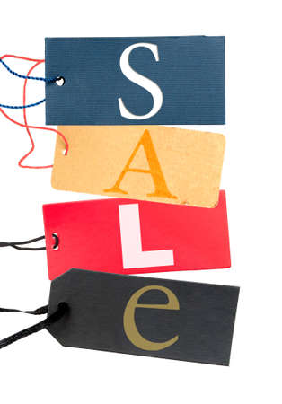 Paper Tags With Sale Sign Isolated on White Backgroundの写真素材