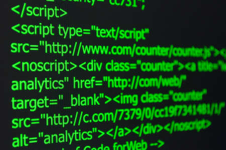 Closeup of Web Code on Computer LED Screenの写真素材
