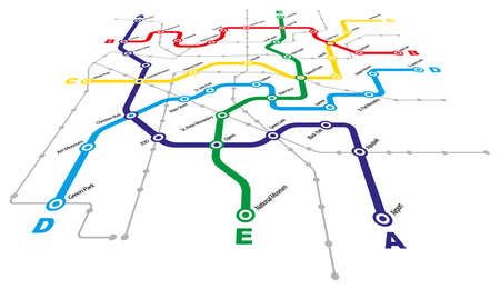 Fictitious City Public Transport Scheme on White Backgroundのイラスト素材