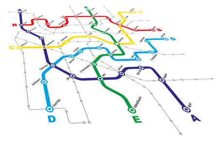 Fictitious City Public Transport Scheme on White Backgroundのイラスト素材
