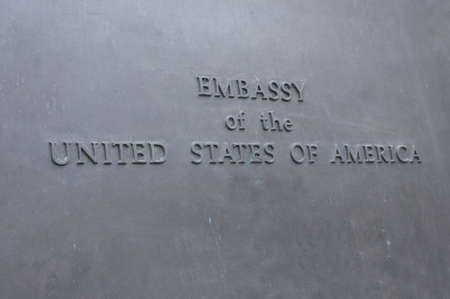 Closeup of Embassy of United States of America Signのeditorial素材